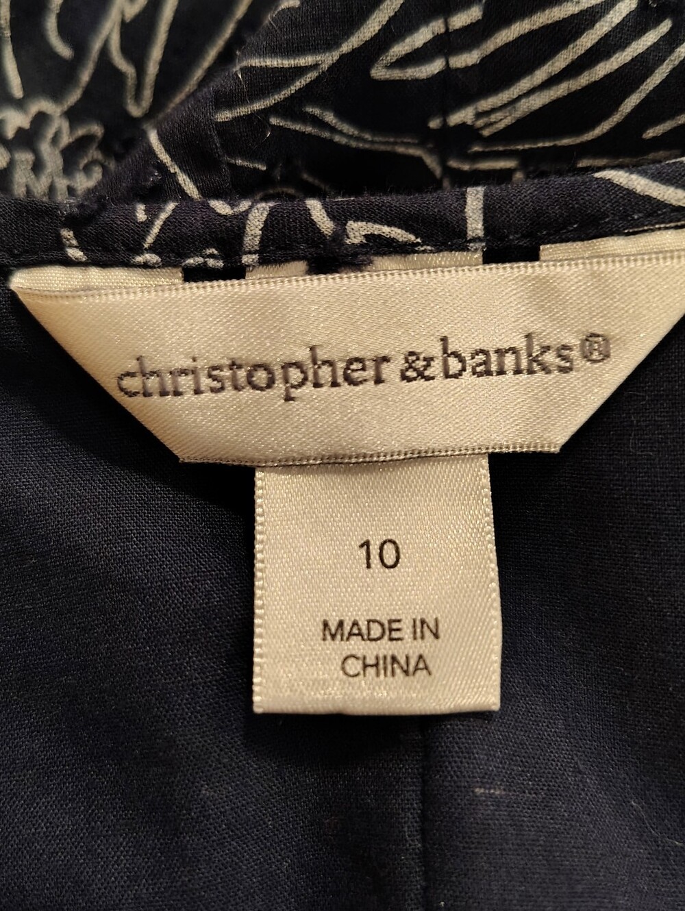 Christopher & Banks Blue White Floral A-Line Skirt Cotton 10 Lined Side Zip Chic - Picture 6 of 8